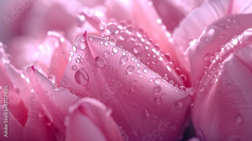 Diamond Dew  Tulip petals glistening with diamond-like droplets in an extreme macro shot.