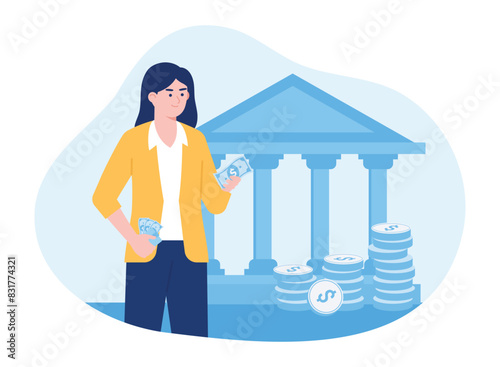 women getting a loan concept flat illustration
