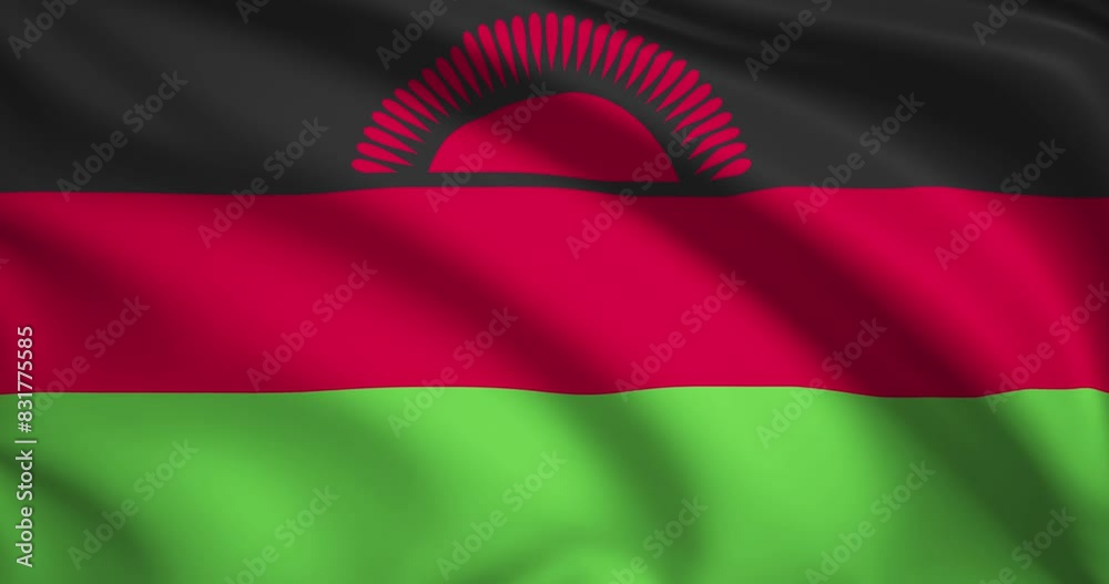 flag of Malawi. Malawi flag background. 4k 60FPS