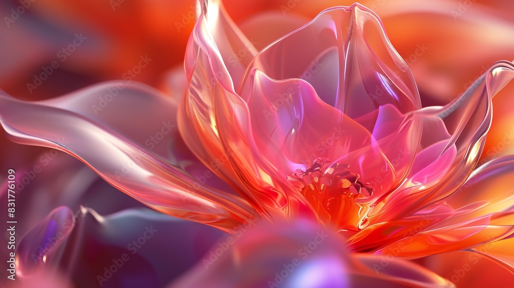 Obraz premium Fluid Bloom: Ferrofluid tulip petals bloom in wavy fluidity, a stunning synthesis of nature and technology.