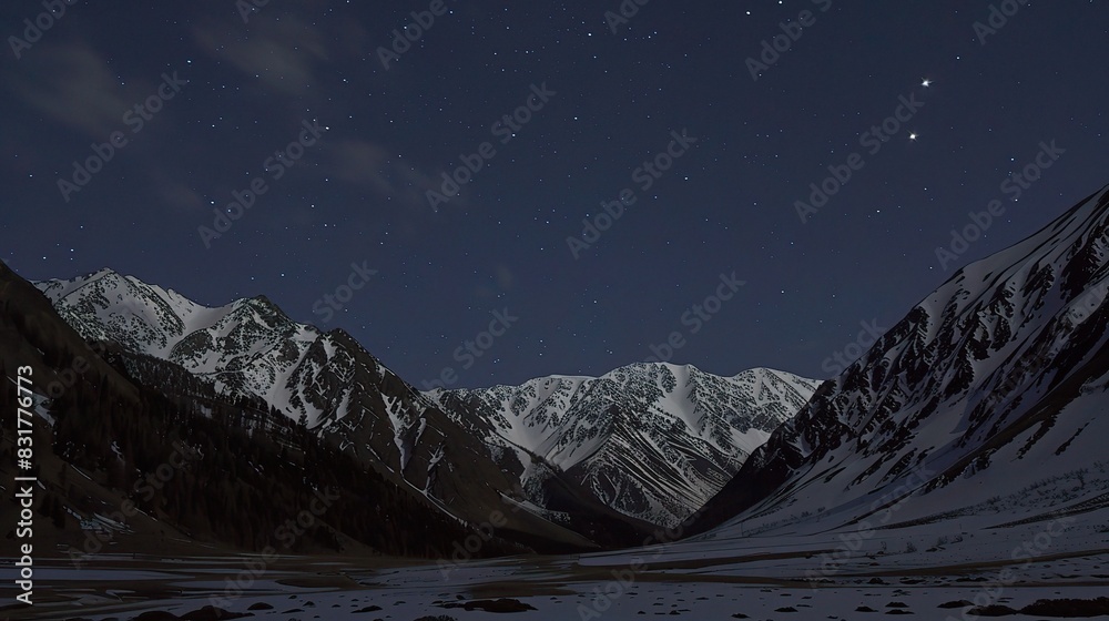 Starry Night Over Altay: Illuminated by the Milky Way and Moonlight, A Mystical and Serene Landscape Starry Night Over Altay: Illuminated by the Milky Way and Moonlight, A Mystical and Serene Landscape