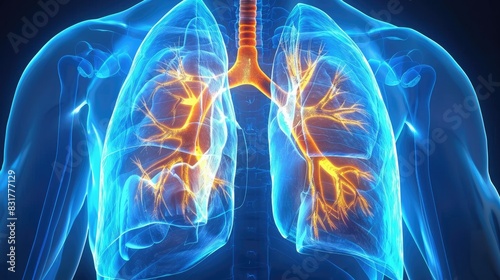 Close up image of human respiratory health lung anatomy