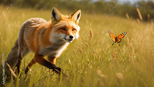 red fox in the field