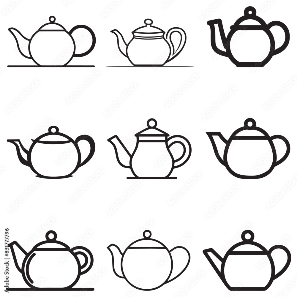 Tea kettle black icon. Hot cooking vector design. Tea kettle black icon. Hot cooking vector design.