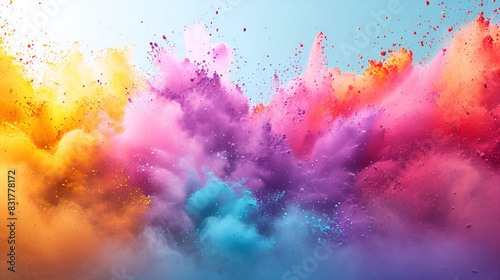  Colorful powder being thrown into the air, creating a vibrant explosion of colors.
