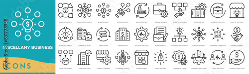 Miscellany Business icon set. Business Diversity, Miscellaneous Icons, Business Variety, Diverse Services, Mixed Industries, General Business and Assorted Ventures