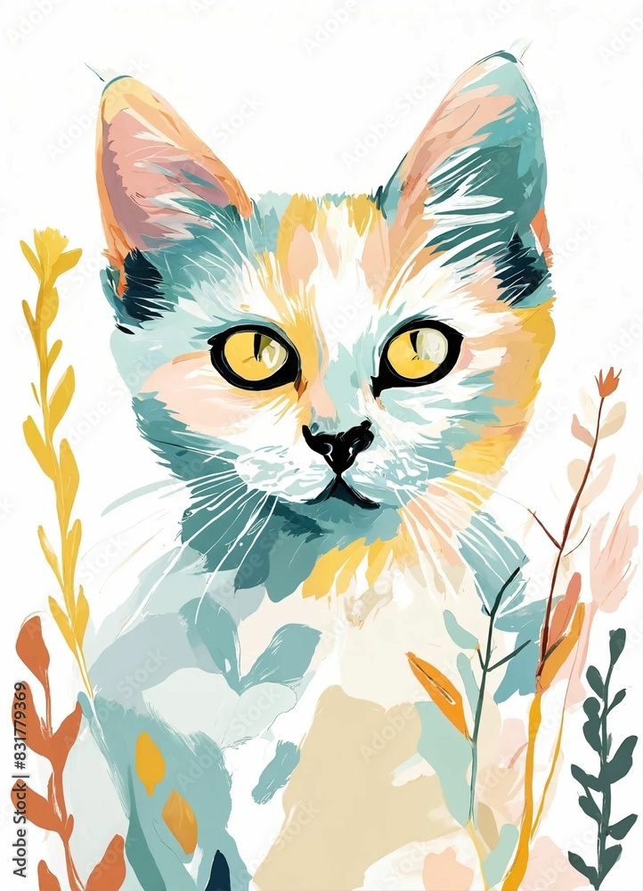 cat with a flower portrait cat with a flower portrait