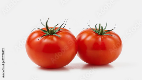 Two Tomatoes on White Background: Fresh and Vibrant Produce