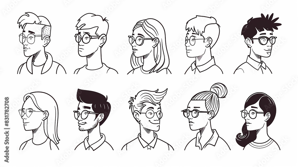 set of human cartoon faces set of human cartoon faces