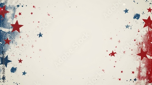 Patriotic background with red and blue star decorations, perfect for Independence Day, Memorial Day or any patriotic celebration.