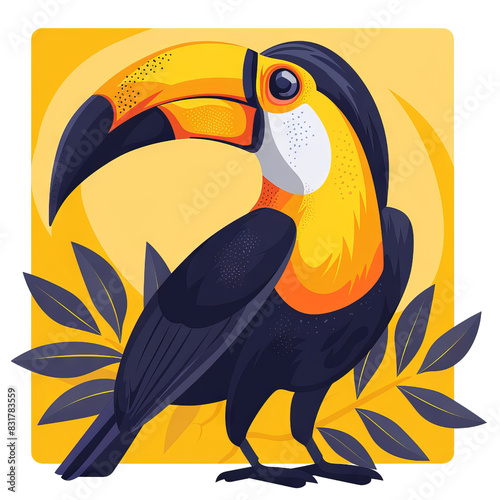 Vibrant illustration of a toucan with bold colors and detailed features, perfect for tropical themes and wildlife designs. photo