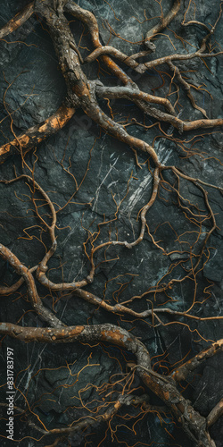 Texture Of Gloomy Tree Roots On A Dark Background For Wallpaper Created Using Artificial Intelligence