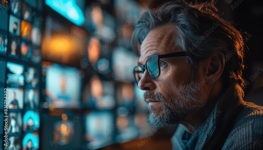 Highresolution 8K quality image of a man in an online meeting, professional setting, detailed background Highresolution 8K quality image of a man in an online meeting, professional setting, detailed background
