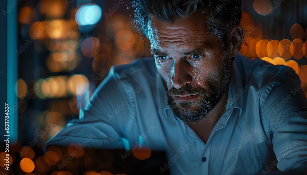 Highresolution 8K quality image of a man in an online meeting, professional setting, detailed background Highresolution 8K quality image of a man in an online meeting, professional setting, detailed background