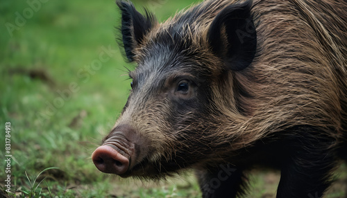 close up of a wild boar