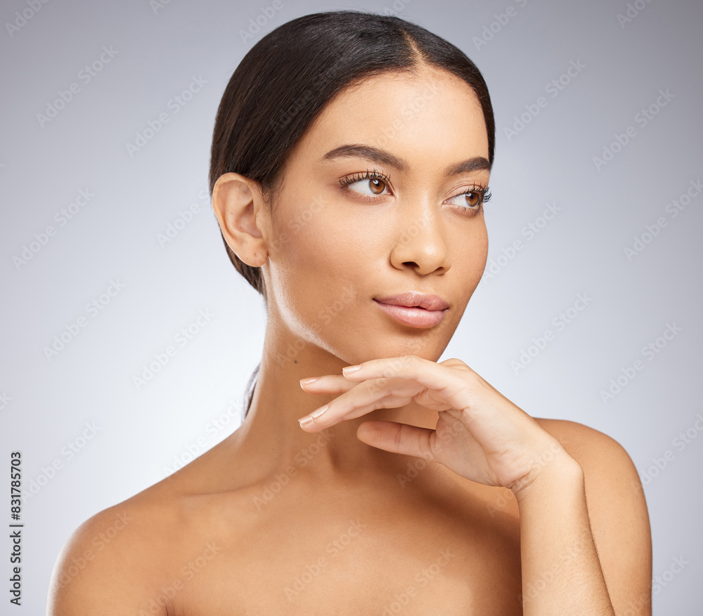 Skincare, woman and touch for beauty, cosmetics and routine facial treatment. Spa, wellness and skin glow dermatology on white studio background with black model, aesthetic and luxury collagen shine Skincare, woman and touch for beauty, cosmetics and routine facial treatment. Spa, wellness and skin glow dermatology on white studio background with black model, aesthetic and luxury collagen shine