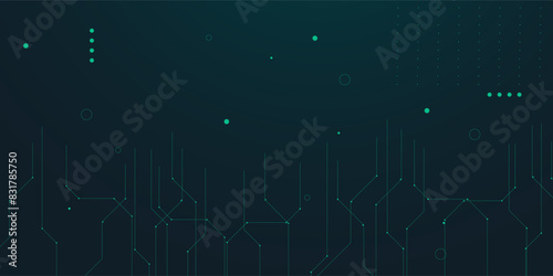 Modern green background with line circuitboard element photo