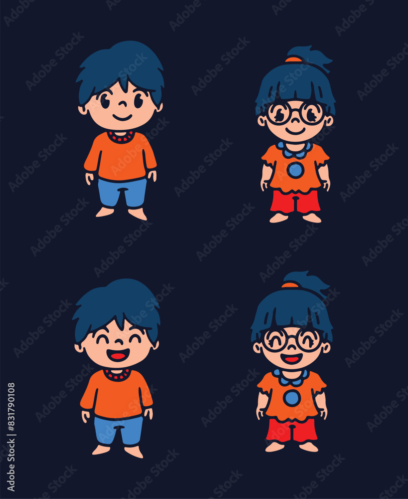 set of funny cartoon people kid boy and girl for school and kindergarten set of funny cartoon people kid boy and girl for school and kindergarten