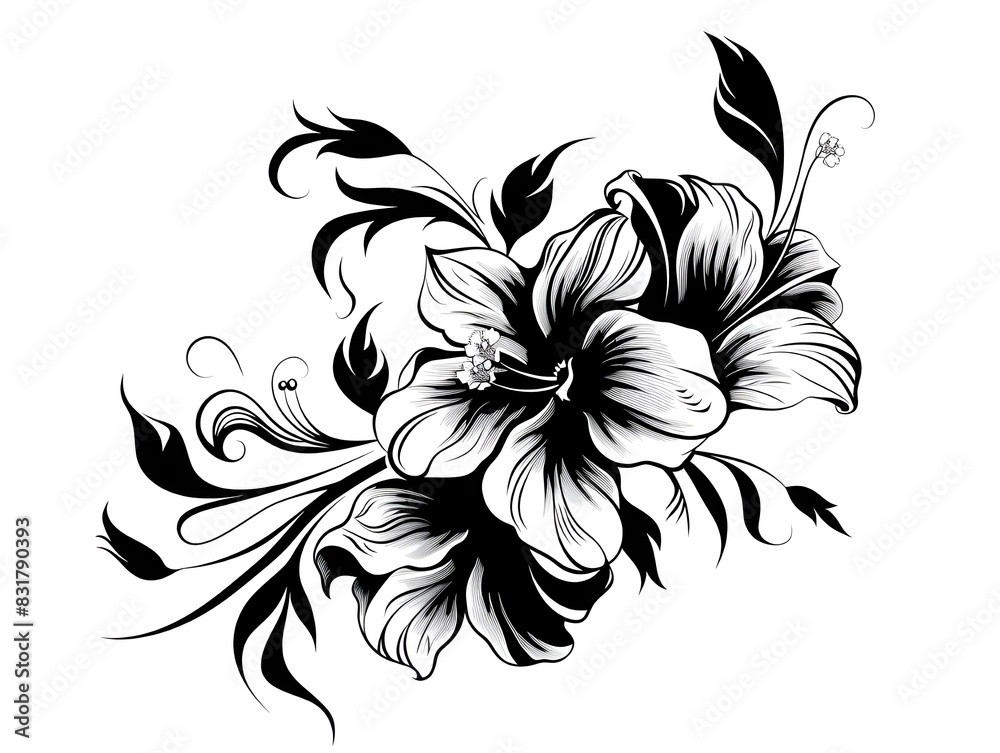 black and white flower