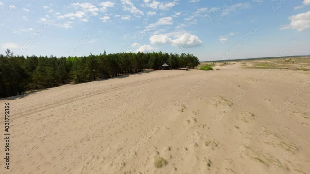 Beauty of Pustynia Bledowska desert landscape in aerial FPV view Beauty of Pustynia Bledowska desert landscape in aerial FPV view