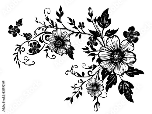 Wallpaper Mural black and white floral background Torontodigital.ca