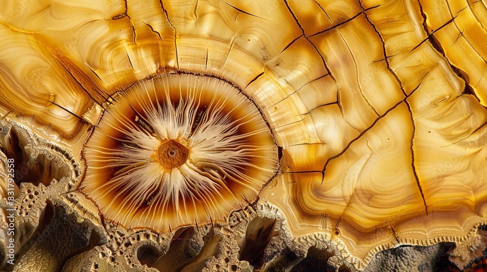 A stunning microscope image of a cross-section of a tree trunk, showing ...