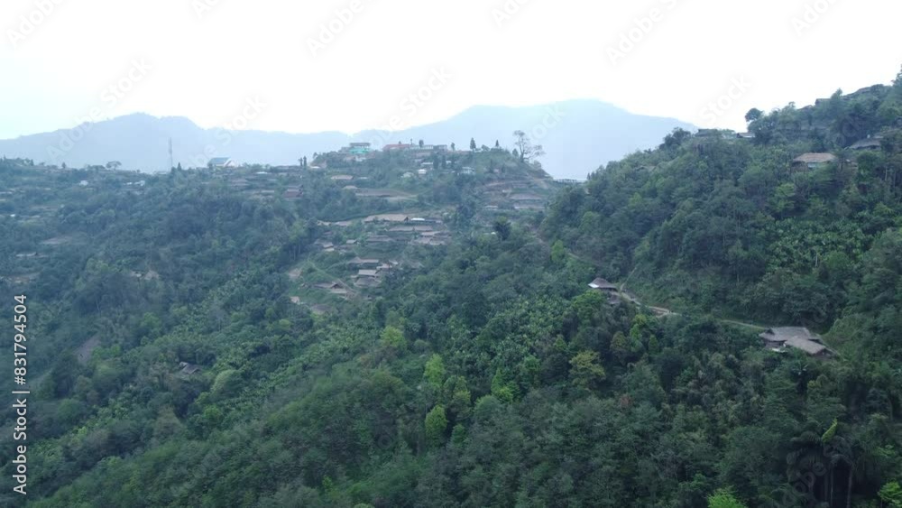 Drone view shot of landscape or houses and environment of people living in Nagaland, India. Drone view shot of landscape or houses and environment of people living in Nagaland, India.