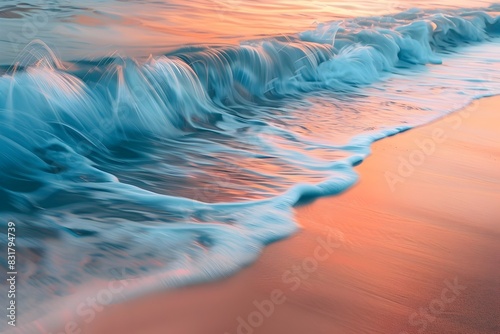 Gentle Waves Embrace the Serene Sand at Sunset