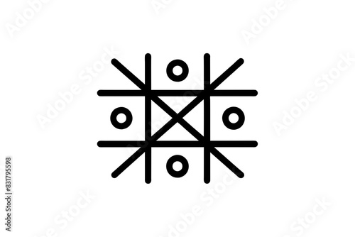tic tac toe game silhouette vector illustration 