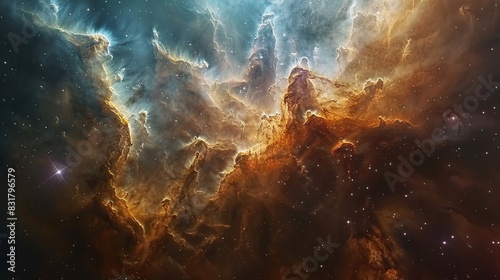 A time-lapse of a nebula, showcasing the gradual birth and evolution of new stars over millennia. The gaseous clouds shift and morph, creating a mesmerizing dance of light and color. photo