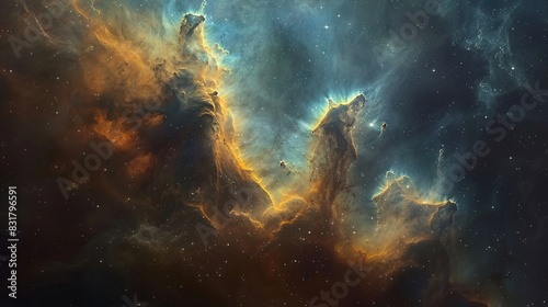 A time-lapse of a nebula, showcasing the gradual birth and evolution of new stars over millennia. The gaseous clouds shift and morph, creating a mesmerizing dance of light and color. photo