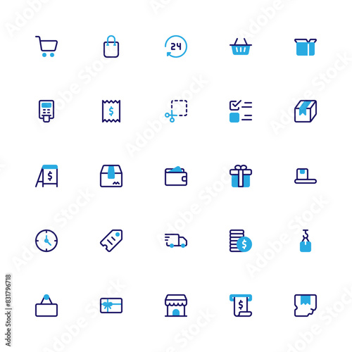 Shopping Icon with Semibold Color Style. E-commerce Icon Collection with Editable Stroke and Pixel Perfection