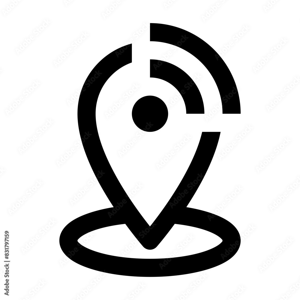 GPS signal line map and location icon GPS signal line map and location icon