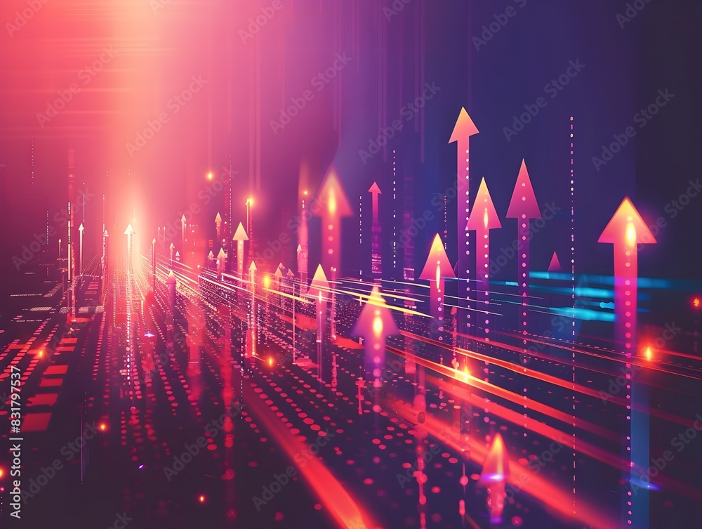 Market Surge A Dynamic D of Rising Arrows and Glowing Lights Market Surge A Dynamic D of Rising Arrows and Glowing Lights