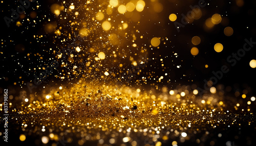 a photo of gold glitter on a black background