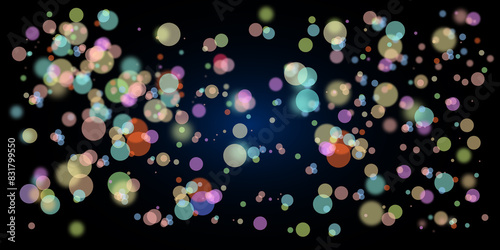 dark background with colorful round particle sparkles