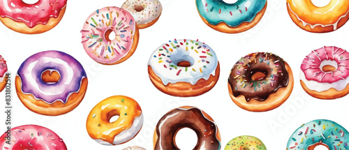 Donut seamless pattern seafood background4