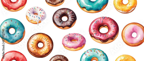 Donut seamless pattern seafood background2