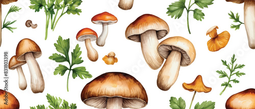 Mushroom seamless food pattern background2 photo