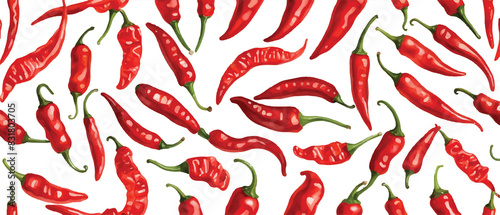 Red Chili seamless pattern background3