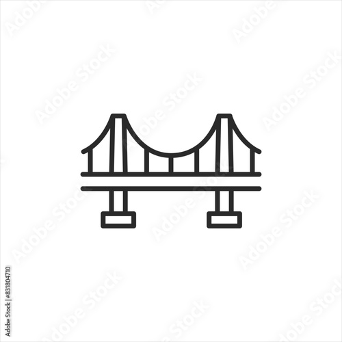 Golden Gate Bridge icon. Stylized representation of the iconic Golden Gate Bridge in San Francisco, known for its distinctive structure and significance as a major travel landmark. Vector illustration
