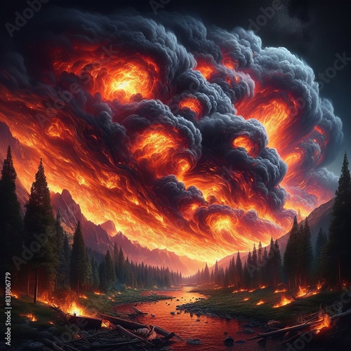 149 17. Firestorm Fury - A large and intense wildfire that gener photo