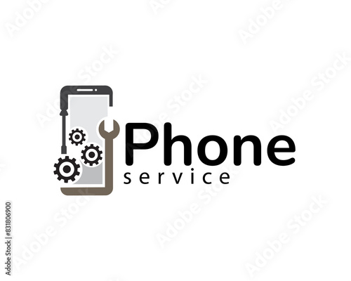 creative phone and gear logo for mobile service