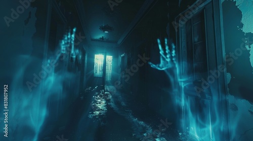 A terrifying virtual reality haunted house complete with jump scares and spooky creatures.
