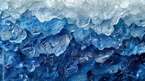   Blue-and-white textured material close-up with water droplets photo