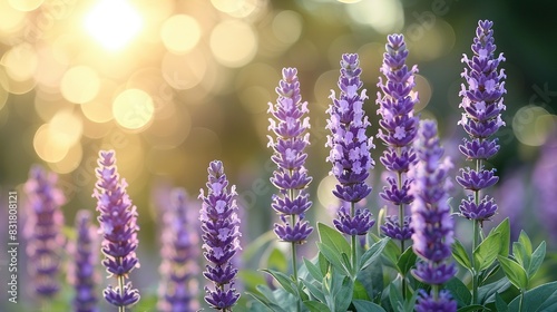 A sharp focus on a cluster of blooms, surrounded by a hazy background featuring the sun at its peak in the photograph