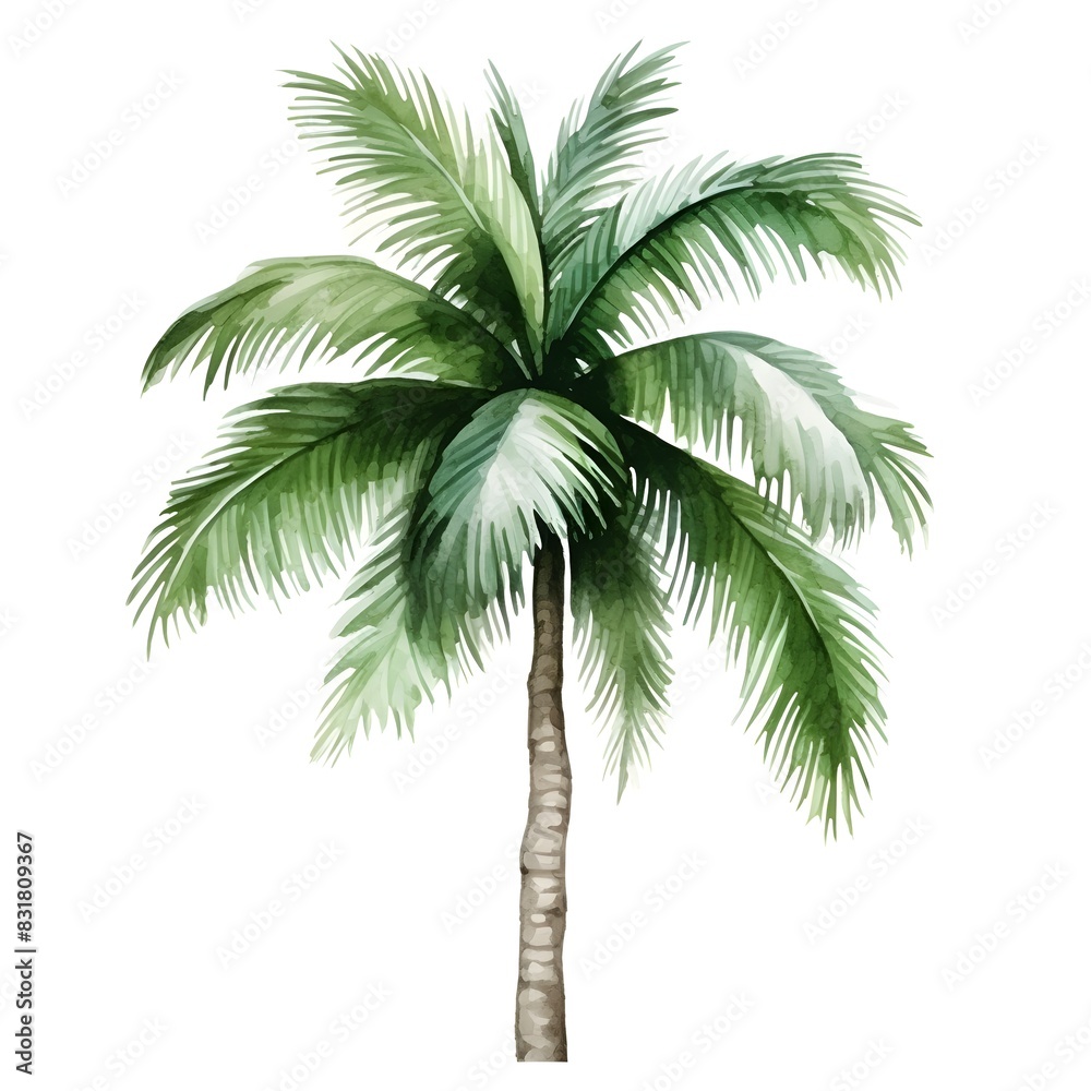 Obraz premium Vibrant Coconut Palm Tree in Tropical Paradise Landscape