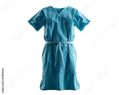 Blue medical scrub gown isolated on white background. Ideal for healthcare, hospital, and medical professional stock photos. © nuengneng