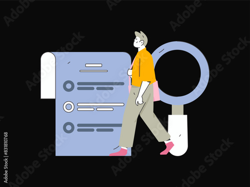 Invite friends to conduct questionnaire flat vector concept operation hand drawn illustration
