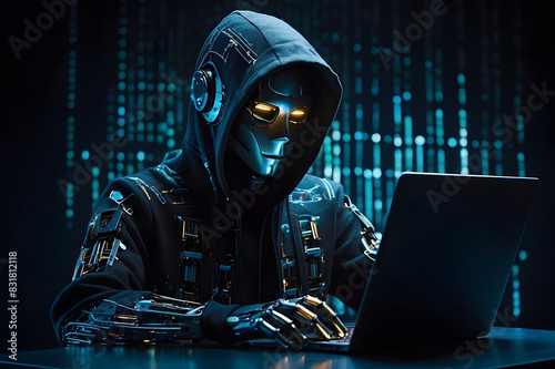A concept of a modern robot hacking the digital network